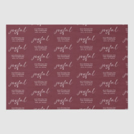 Papel De Seda Joyful Pattern Merry Christmas name Burgundy