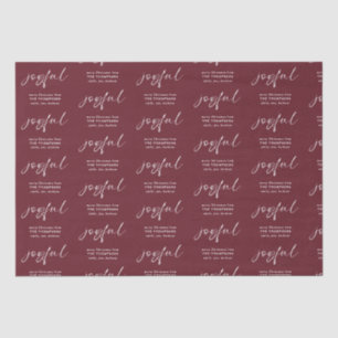 Papel De Seda Joyful Pattern Merry Christmas name Burgundy