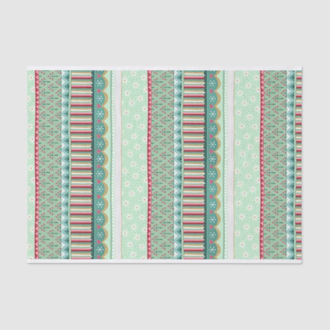 Papel De Seda Joyful Stripe Green Natal (Frente )