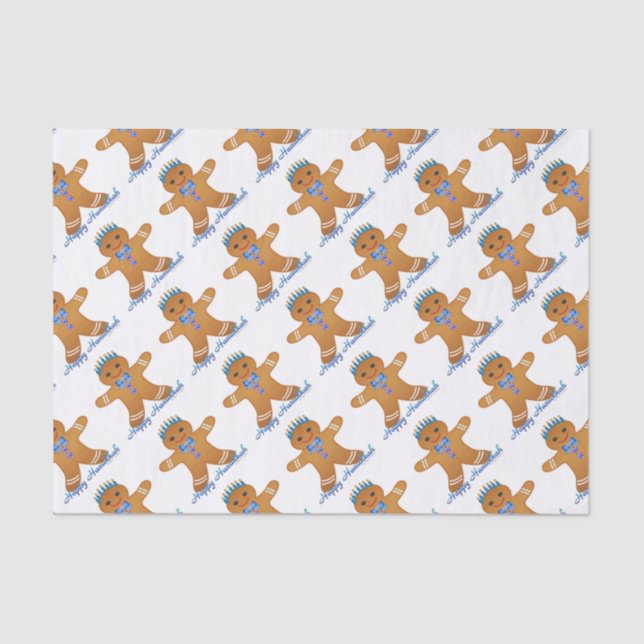 Papel De Seda Judaica Hanukkah Gingerpão Man Menorah (Frente )