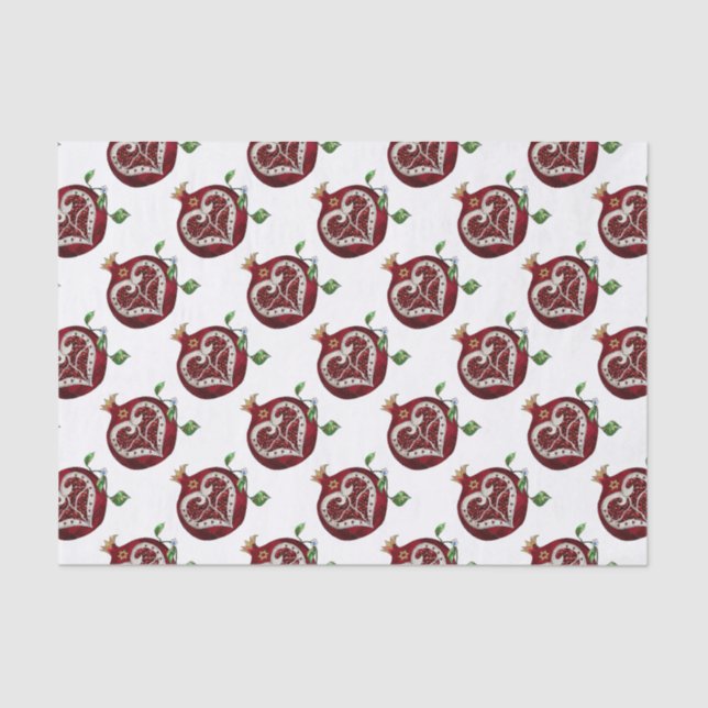 Papel De Seda Judaica Pomegranate Heart Hanukkah Rosh Hashanah (Frente )