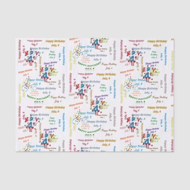 Papel De Seda Julho, 4 de Aniversário (Frente )