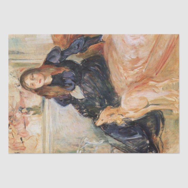 Papel De Seda Julie Manet e seu Greyhound (por Berthe Morisot) (Frente )