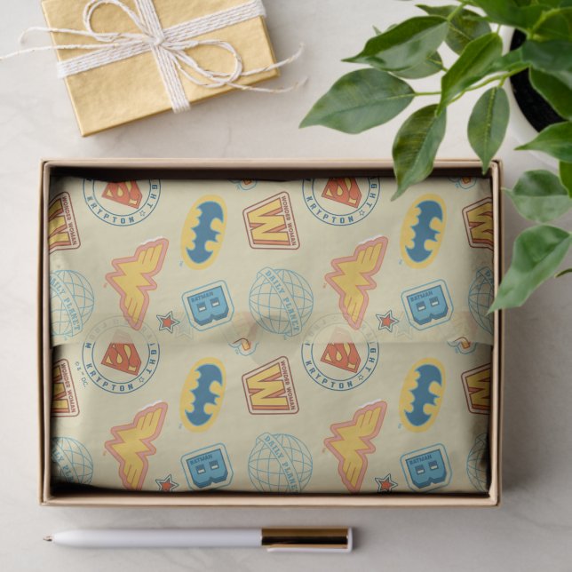 Papel De Seda Justice League Super Hero Badge Pattern (Presente)