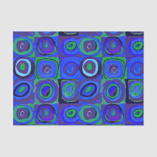 Papel De Seda Kandinsky Farbstudie Quadrados Azuis Círculo Quadr (Frente )