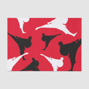 Papel De Seda Karate chuta silhuetas tema de artes marciais