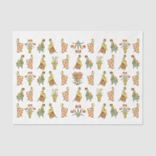 Papel De Seda Kate Greenaway Victorian Girl Flower Child