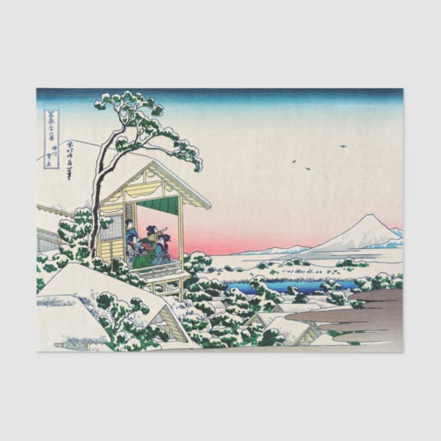 Papel De Seda Katsushika Hokusai - Casa de chá em Koishikawa (Frente )