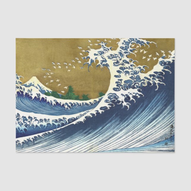 Papel De Seda Katsushika Hokusai - Onda Grande Colorida (Frente )