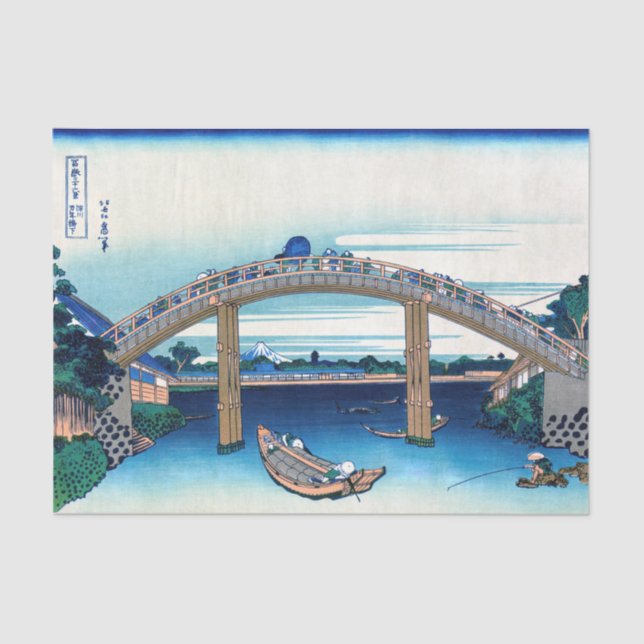 Papel De Seda Katsushika Hokusai - Sob Ponte Mannen, Fukagawa (Frente )
