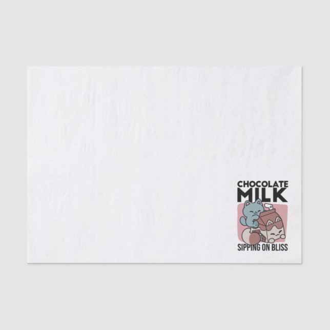 Papel De Seda Kawaii Chocolate Milk Cat – Cozy Drink & Cuteness  (Frente )