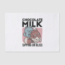 Papel De Seda Kawaii Chocolate Milk Cat – Cozy Drink & Cuteness