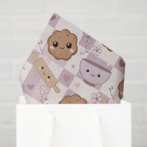Kawaii Cookie Gingham Purple Pink Tissue Paper