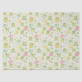 Papel De Seda Kawaii Frog Rainy Day Pattern Wrapping Paper