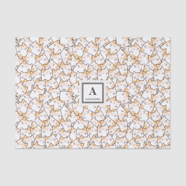Papel De Seda Kawaii - Padrão de Gato Gato (Frente )