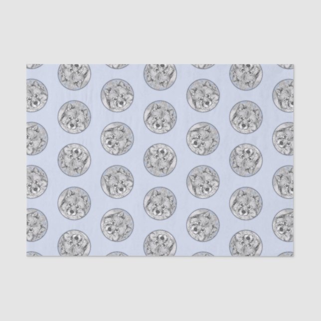 Papel De Seda Keeshond Painting Kees — Pet Dog Art Original (Frente )