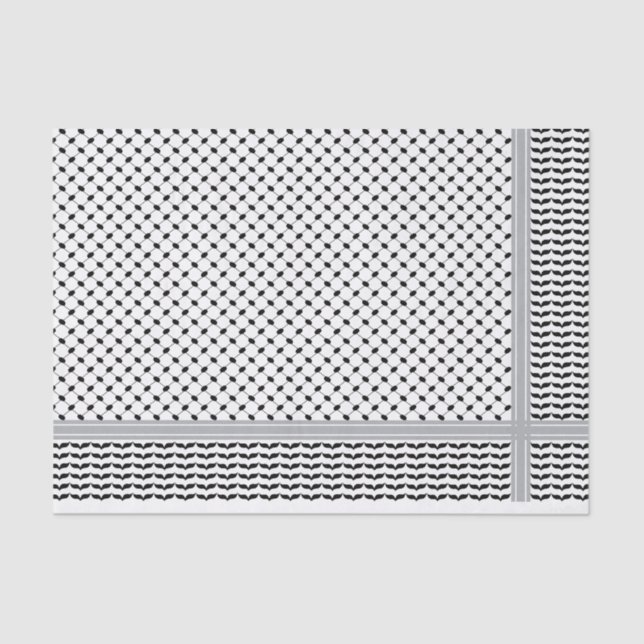 Papel De Seda Keffiyeh preto e branco palestino (Frente )