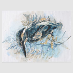 Papel De Seda Kingfisher Bird Watercolor Art