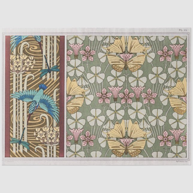 Papel De Seda Kingfisher, Dragonflies e Rushes Flores (Frente )
