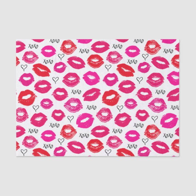 Papel De Seda Kisses XOXO Vermelho e Rosa (Frente )