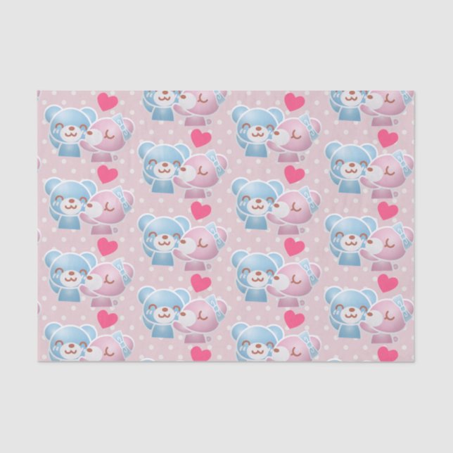 Papel De Seda Kissing Bears Cute e Kawaii (Frente )