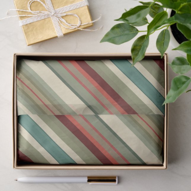 Papel De Seda Kitschy Santa and Ornaments Complimentary Stripes (Presente)