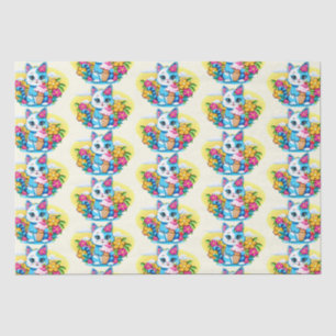 Papel De Seda Kitty Cat com sorvete Summer Kawaii