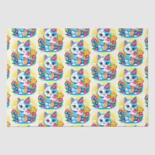 Papel De Seda Kitty Cat com sorvete Summer Kawaii