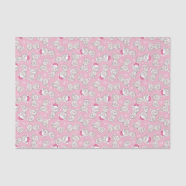 Papel De Seda Kitty Santa Hat Pink Christmas (Frente )
