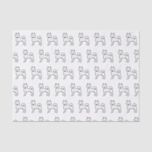 Papel De Seda Klee Kai Cute Cartoon Dog Patterno do Alasca Branc
