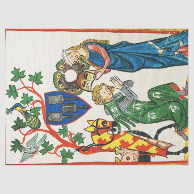 PAPEL DE SEDA KNIGHT SENDO ARMADA POR SUA SENHORA, MINIATURA MED (Frente )