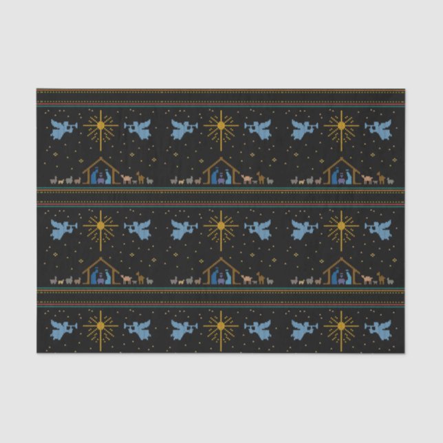 Papel De Seda Knit Natividade Fofo Natal Cristão (Frente )
