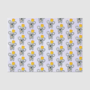 Papel De Seda Koala bonito em uma coroa dourada