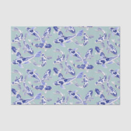 Papel De Seda Koi azul e branco