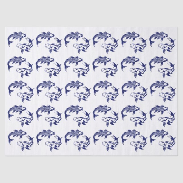 Papel De Seda Koi Fish Karp #3 Cores DIY Azul (Frente )
