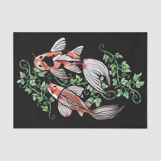 Papel De Seda Koi Fish Pond Kois Ivy Peixe Japonês (Frente )