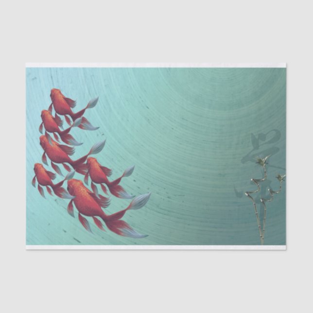 Papel De Seda Koi Goldfish Orange Blue (Frente )