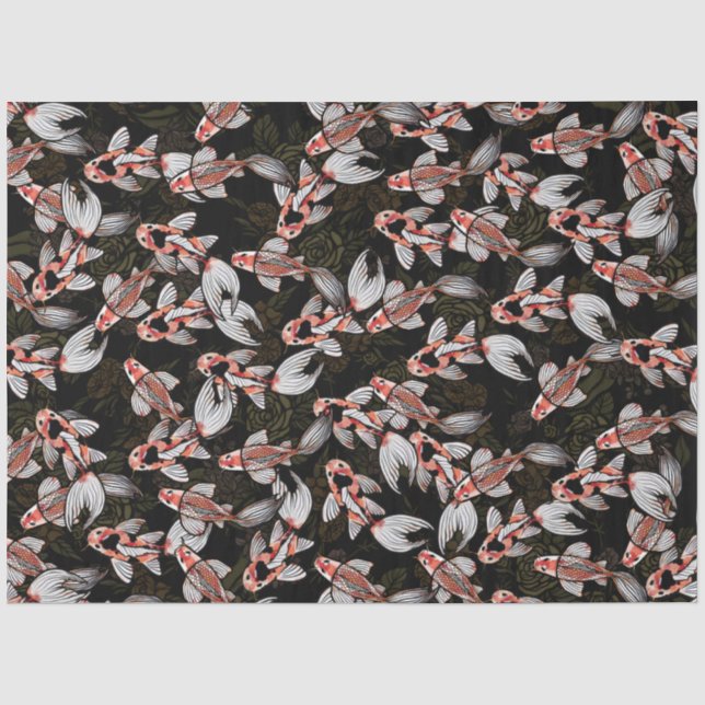 Papel De Seda Koi Pond Fish Trabalho de arte (Frente )