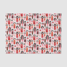 Papel De Seda Kokeshi japonês ilustrado e bonito