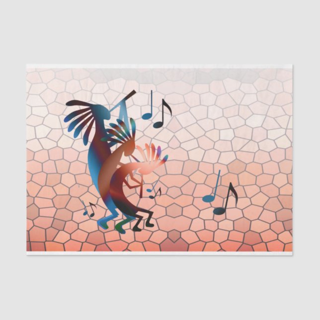 Papel De Seda Kokopelli Blues Music 2 Sunset Decoupage (Frente )