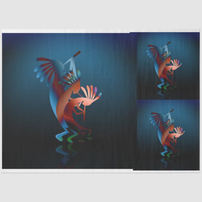 Papel De Seda Kokopelli Blues Set Decoupage (Frente )