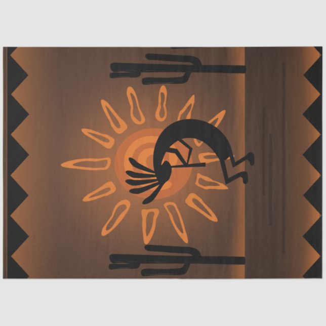 Papel De Seda Kokopelli Sun Sudoeste Russo Castanho Russo Decoup (Frente )