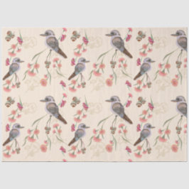 Papel De Seda kookaburra e Eucalyptus em pêssego pálido