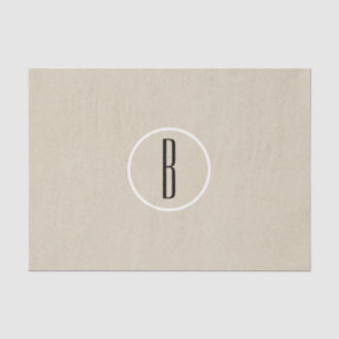 Papel De Seda Kraft Marrom Chic Monograma Letra Inicial Rústica