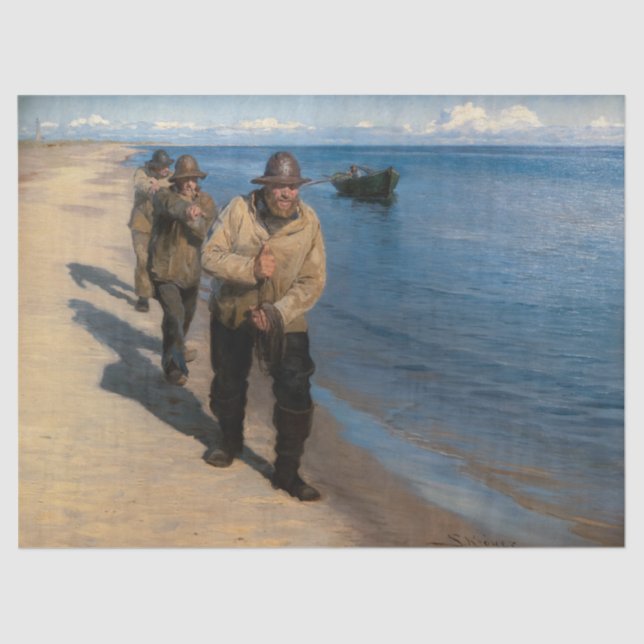 Papel De Seda Kroyer - Três pescadores puxando um barco (Frente )