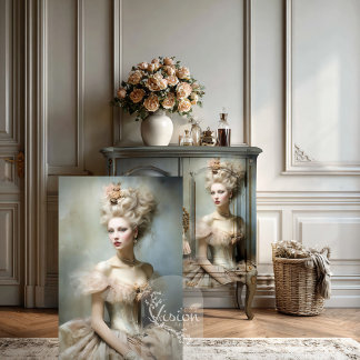 Papel De Seda La Dauphine Champagne Gown Roses Powdered Wig