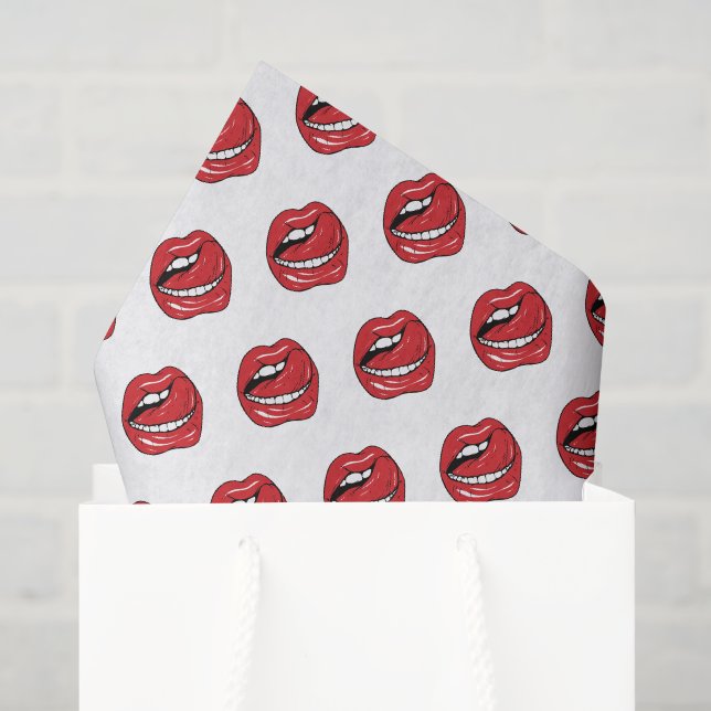 Papel De Seda Lábios Vermelhos Engraçados  (Sacola de presentes)