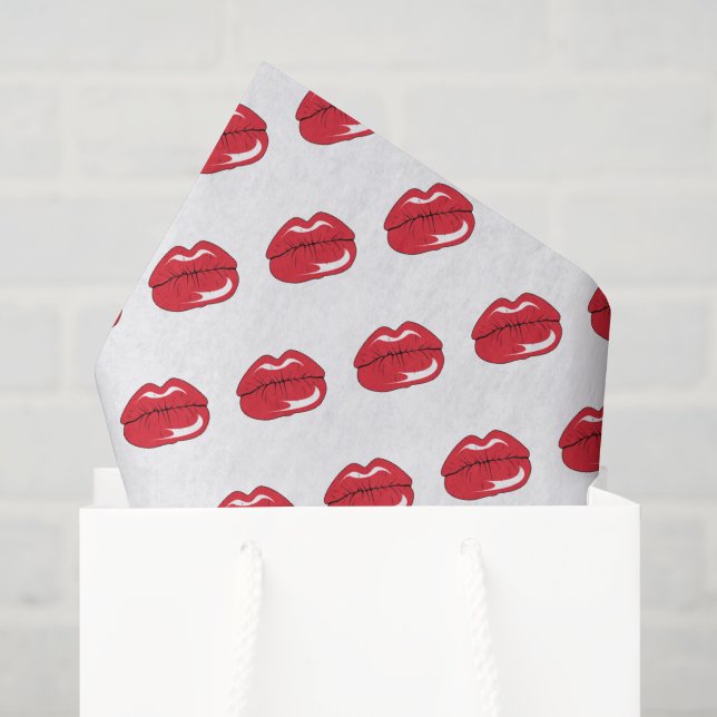 Papel De Seda Lábios Vermelhos Engraçados (Sacola de presentes)