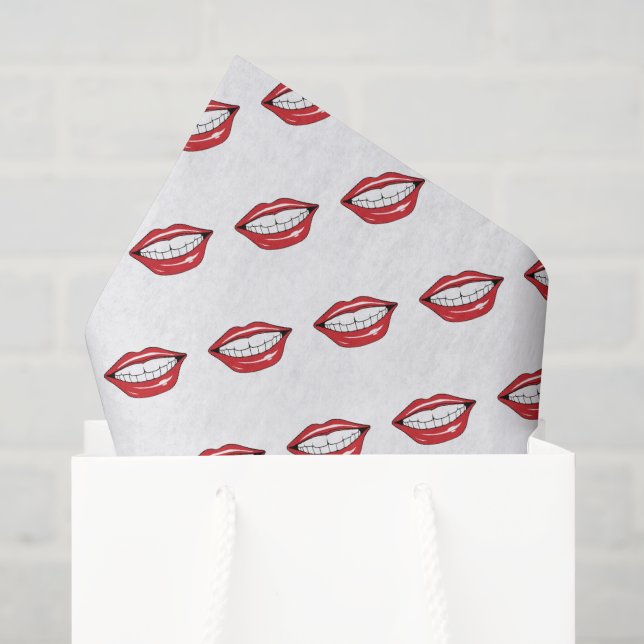 Papel De Seda Lábios Vermelhos Engraçados  (Sacola de presentes)