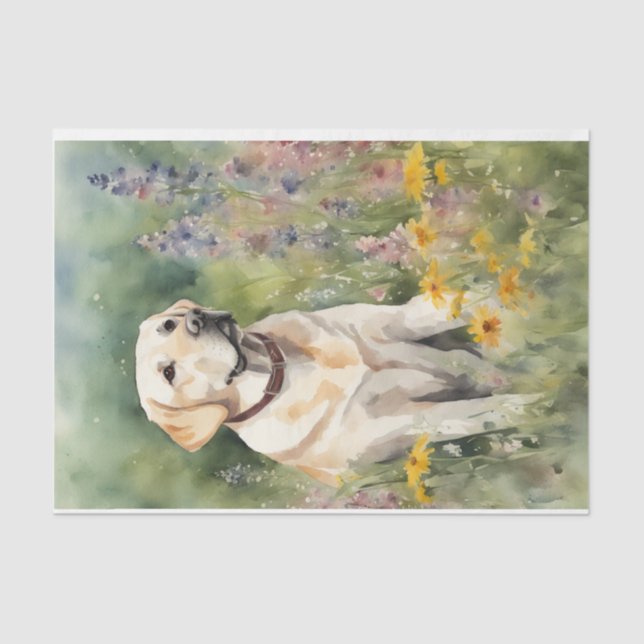Papel De Seda Labrador de Aquarela em Decoupage de Flores (Frente )